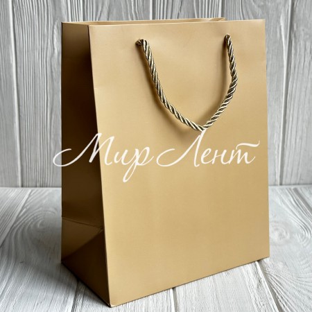 Подарочный пакет "М", 23х18х10 см, бежевый, упаковка 12 шт.
