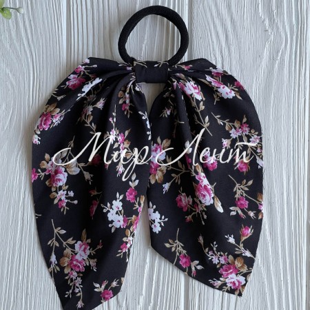 Резинка Твилли с перемычкой пионы, 25 см, черная, шт.