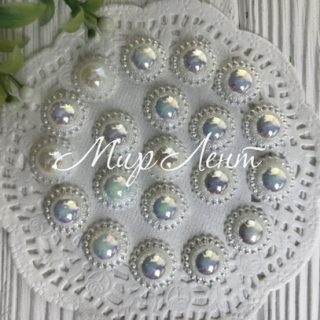 Серединка круг ромашка большая (перламутр), 18 мм, молочный, упаковка 250 грам