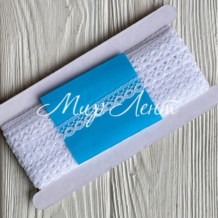 Кружево вязане (А011), 1 см, біле, рулон 13 м