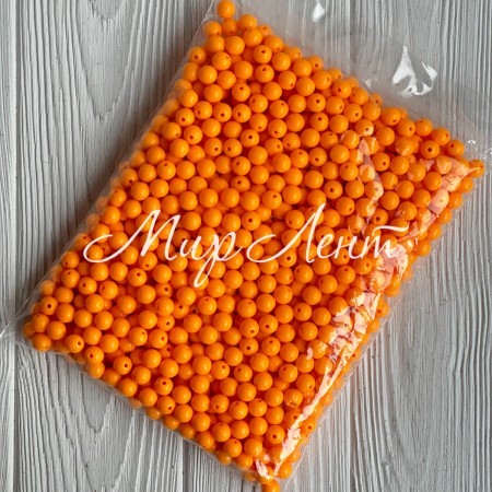 Бусина акриловая, 10 мм, светло-оранжевая, упаковка 500 г