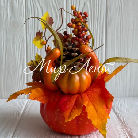 Екібана з гарбузом (С30501), 19 см, помаранчевий, шт.