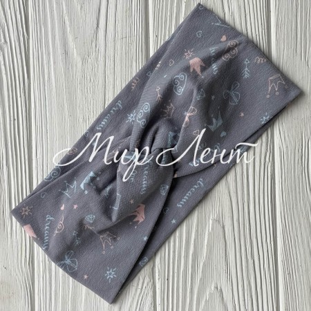 Повязка стрейч кулир, 10х21 см, серая с коронами, шт.