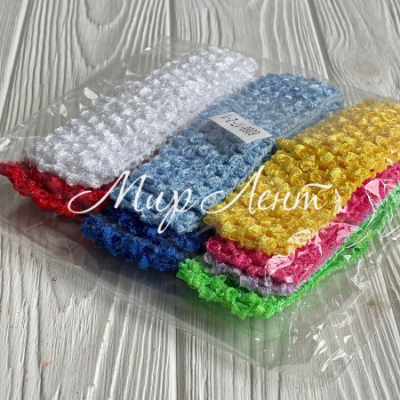 Повязка ажурная плотная, 4 см, набор из 12 шт., желто-голубо-белый