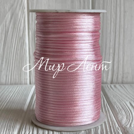 Шнур корсетный (сатиновый), 2 мм, светло-розовый, рулон 100 м