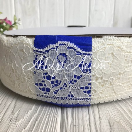 Кружево розочка, 6 см, молочный, рулон 90 м