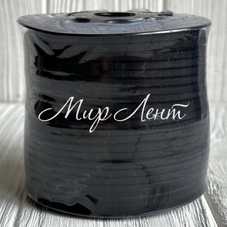 Шкіряний шнур, 0,26х1,4 мм, чорний, рулон 90 м