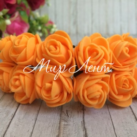 Роза 2,2 см, оранжевая, упаковка 12 пучков (144 шт.)
