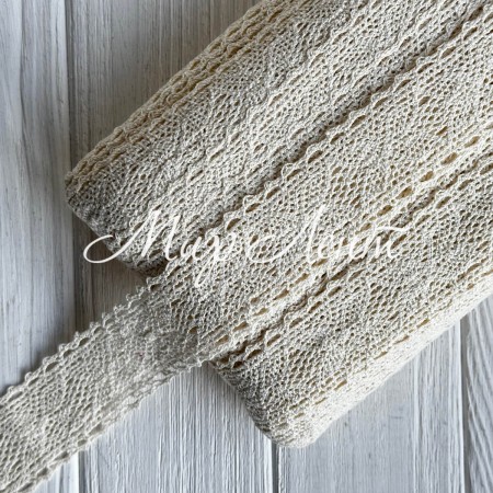 Кружево вязаное Камилла (D30156), 4 см, молочное, рулон 45 м