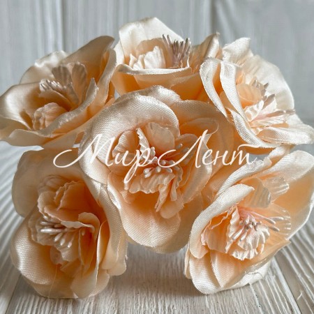 Камелия (букет), 4,5х12 см, персиковая, упаковка 36 шт.