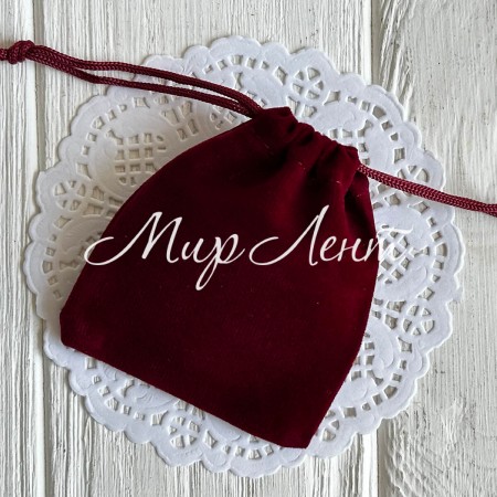 Бархатний мішечок, 7х9 см, бордовий, упаковка 50 шт.