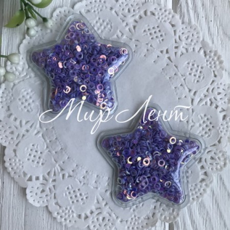 Силиконовая звездочка с наполнителем, 5 см, фиолетовые колечка, упаковка 20 шт.