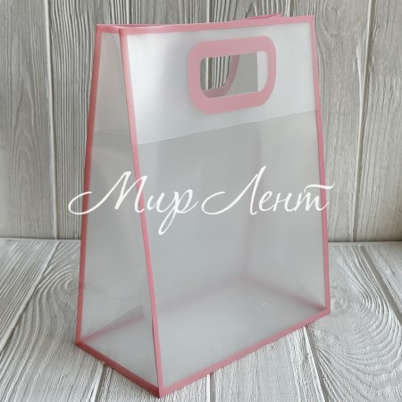 Пакет пластиковый прозрачный (L), 21х11х27 см, розовый, упаковка 10 шт.