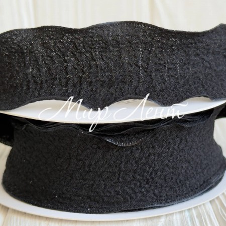 Стрічка жатка (D30330), 4 см, чорна, рулон 9 м