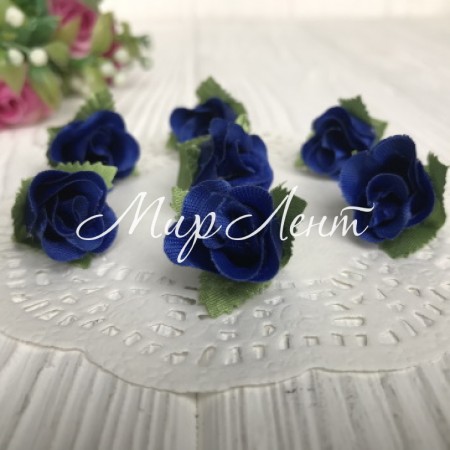 Бутон трояндочки (атлас), 2 см, темно-синій, 20 шт.