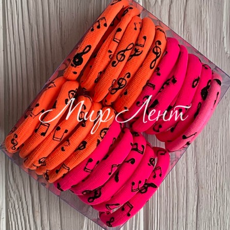 Резинка в коробке (ноты), 5 см, яркие тона, упаковка 20 шт.