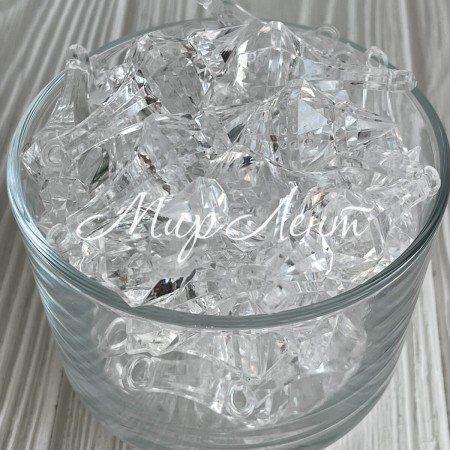 Подвеска акриловая в форме фигурной капли (С04917), 17х36 мм, прозрачная, упаковка 500 г