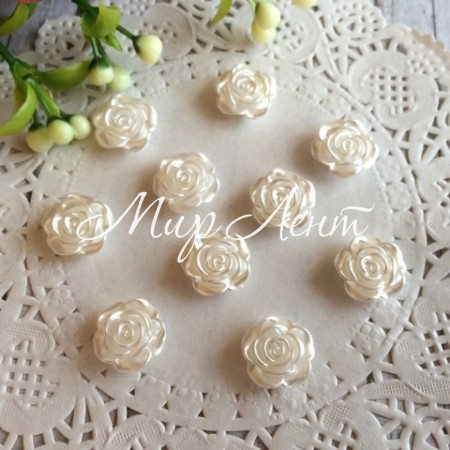 Серединка розочка мини с перламутром, 10 мм, белая, упаковка 500 г.