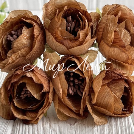 Піон тканинний жатка, 4 см, карамельний, упаковка 30 шт.