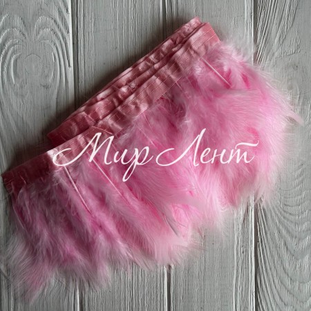 Тісьма з лебединого пір'я, 15 см, рожева, рулон 2 м