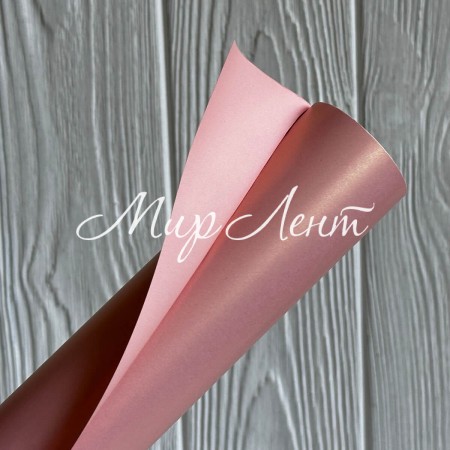 Плівка щільна з золотим напиленням, 58 см, персиково-рожева, рулон 10 м