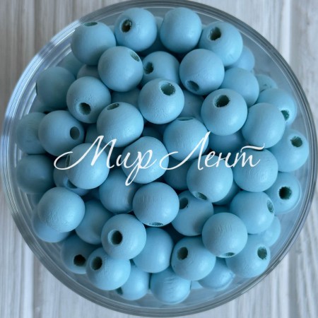 Дерев'яні намистини круглі, 12 мм, блакитні, упаковка 500 г