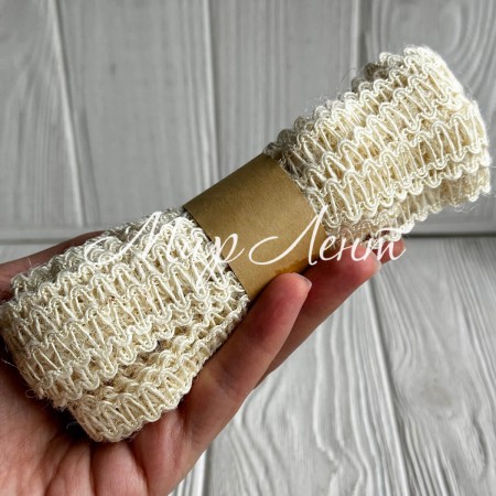 Тесьма-мешковина (змейка), 1,4 см, молочная, рулон 10 м