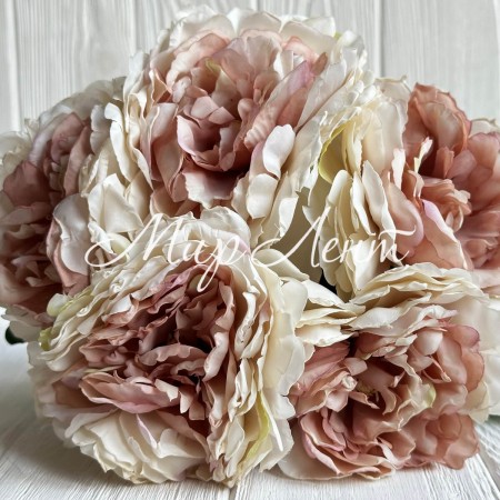 Букет травянистого піона, 8,5х38 см, молочно-пудровий, букет 5 шт.