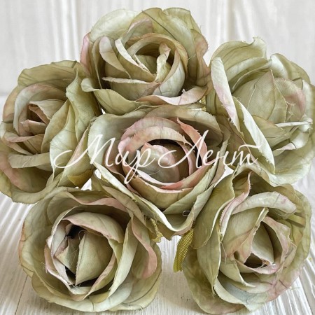 Мраморная роза, 4,5 см, оливково-мятная, упаковка 42 шт.