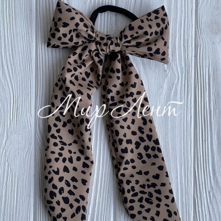 Резинка Твилли с узким бантом, 30 см, кофейная, шт.