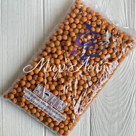 Бусина матовая "Зефирка", 10 мм, карамельная, упаковка 500 грамм