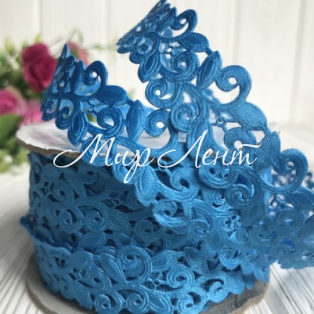 Лента-кружево, 2 см, бирюзовый, рулон 20 м