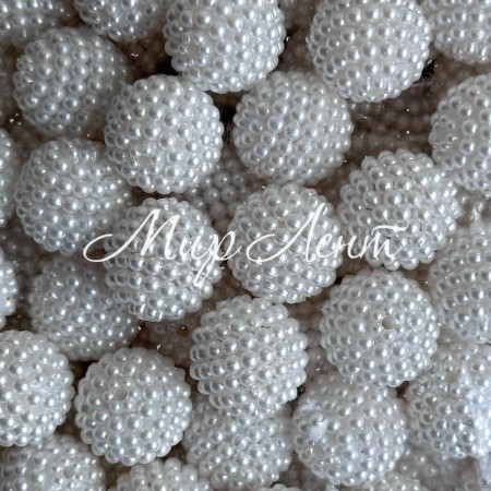 Бусина в пупырышку (круглая), 18 мм, белая, упаковка 500 г