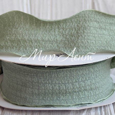 Стрічка жатка (D30330), 4 см, свытло-оливкова, рулон 9 м