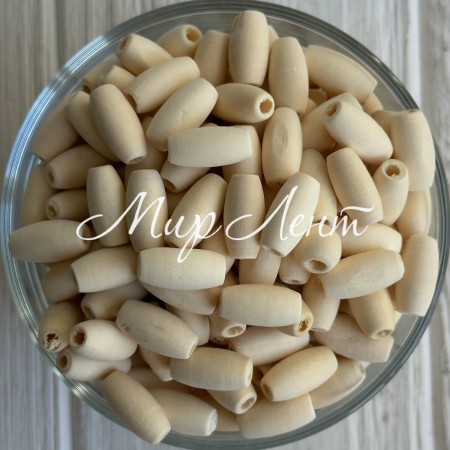 Дерев'яні намистини (овал), 15х7 мм, натуральні, упаковка 500 г