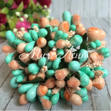 Веточка Wow, мятно-персиковая, упаковка 12 пучков