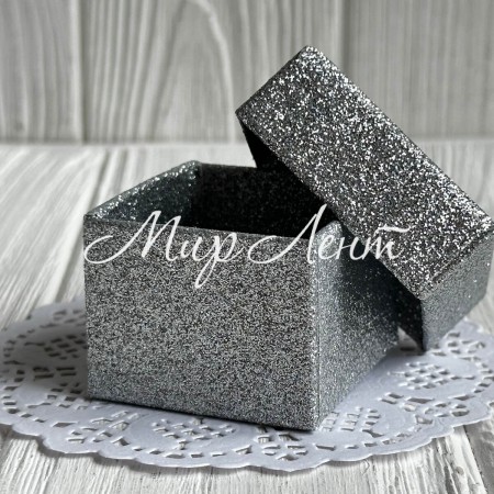 Коробочка для прикрас квадратна, 5х5х3,8 см, срібло, упаковка 24 шт.