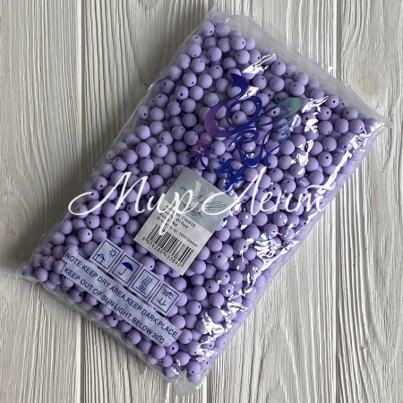Бусина матовая "Зефирка", 8 мм, лиловая, упаковка 500 грамм