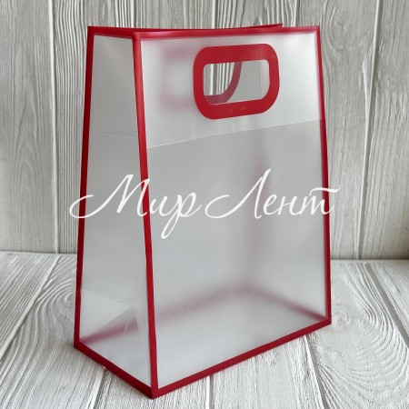 Пакет пластиковий прозорий (L), 21х11х27 см, червоний, упаковка 10 шт.