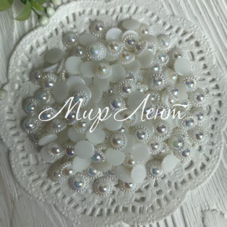 Серединка круг ромашка (перламутр), 11 мм, молочный, упаковка 250 грам