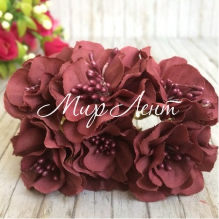 Хризантема (тканевая), 4,5 см, сливовый, упаковка 60 шт.
