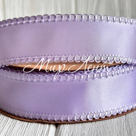 Атлас двусторонний с кантом, 2,5 см, лиловый, рулон 18,5 м