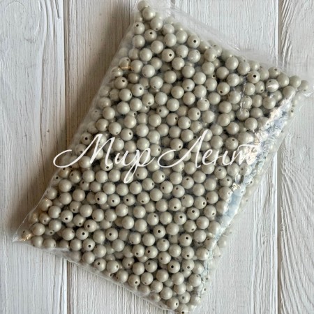 Бусина акриловая перламутровая круглая (С11801), 10 мм, светло-серая, упаковка 500 г