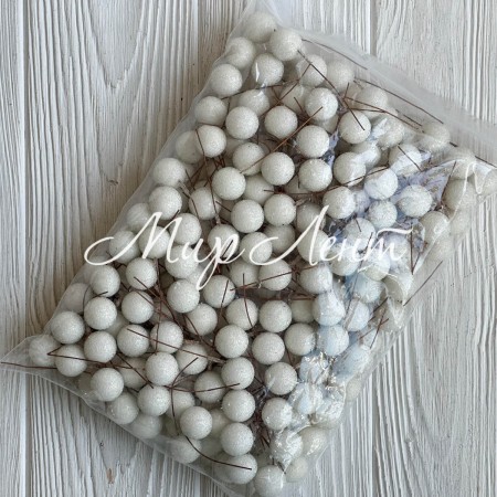 Шарик на проволоке (в сахаре), 1,7 см, белый, упаковка 200 шт.