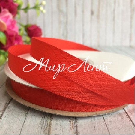 Атлас диагональ, 1 см, красный, рулон 23 м