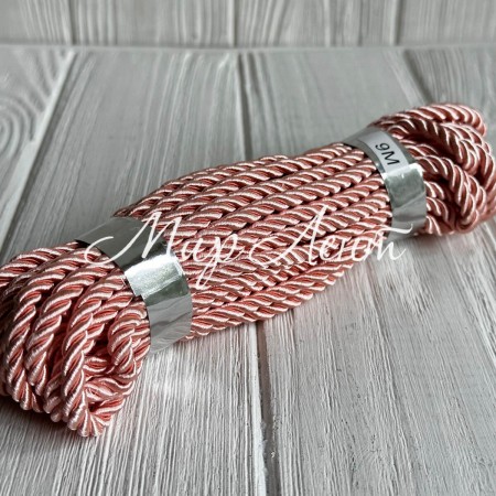 Шнур декоративний, 5 мм, персиковий, рулон 9 м