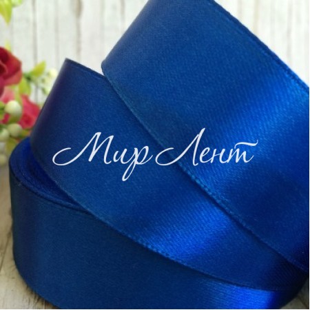Атлас 2,5 см, темно-синій, рулон 33 м