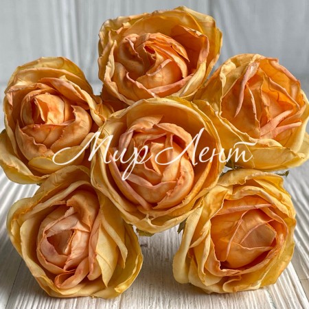 Винтажная роза, 3,5 см, темно-желтая, упаковка 42 шт.