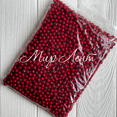 Бусина гальваника (матовая), 10 мм, красная, упаковка 500 г