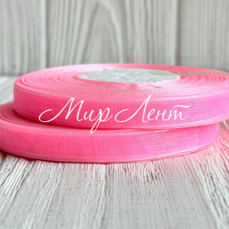 Органза 0,6 см, розовый, рулон 45 м